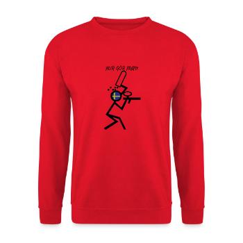 Schwedischer Paintball-Spieler lädt seinen Markierer wieder auf - Unisex Pullover - Rot - Vorne - Alina (178cm) & Michal (187cm)