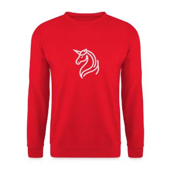 Magische grau-rosa Einhorn-Kopfkunst - Unisex Pullover - Rot - Vorne - Alina (178cm) & Michal (187cm)