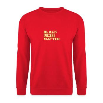 Black Lives Matter BLM Gelb - Unisex Pullover - Rot - Vorne - Alina (178cm) & Michal (187cm)