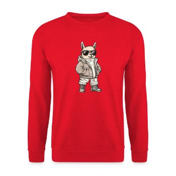 Alpaka Llama Cool Winter - Unisex Pullover - Rot - Vorne - Alina (178cm) & Michal (187cm)