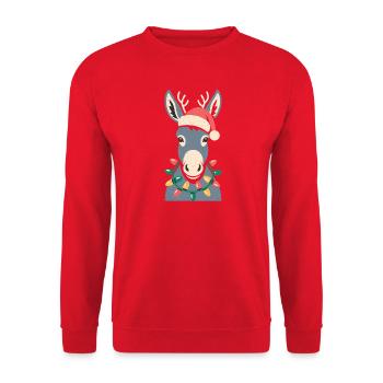 Süße Esel Elfe Weihnachten Niedlich - Unisex Pullover - Rot - Vorne - Alina (178cm) & Michal (187cm)