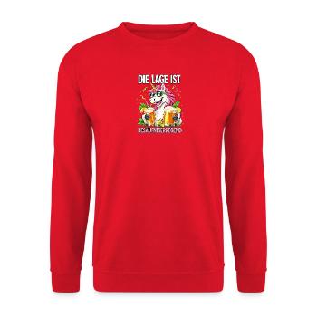 Unicorn Bierparty Besäufniserregend - Unisex Pullover - Rot - Vorne - Alina (178cm) & Michal (187cm)