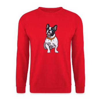 French Bulldog Lover - Unisex Pullover - Rot - Vorne - Alina (178cm) & Michal (187cm)