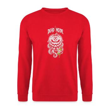 Tot im Inneren: Kürbisschädel und Tentakel - Unisex Pullover - Rot - Vorne - Alina (178cm) & Michal (187cm)