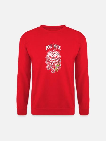 Tot im Inneren: Kürbisschädel und Tentakel - Unisex Pullover - Rot