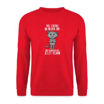 Abschied Jobwechsel Lustiges Abschiedsgeschenk - Unisex Pullover - Rot - Vorne - Alina (178cm) & Michal (187cm)