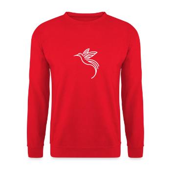 Minimalist Hummingbird Silhouette White - Unisex Sweatshirt - red - Front - Alina (178cm) & Michal (187cm)