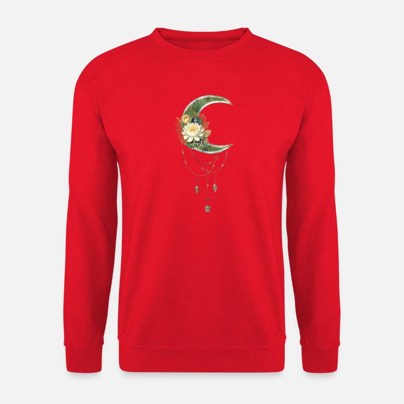 Eleganter und edler Mond mit Blumen - Unisex Pullover - Rot