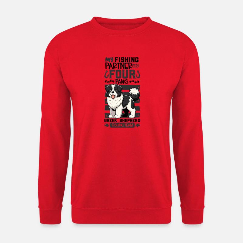 Angeln und Griechischer Schäferhund - Unisex Pullover - Rot