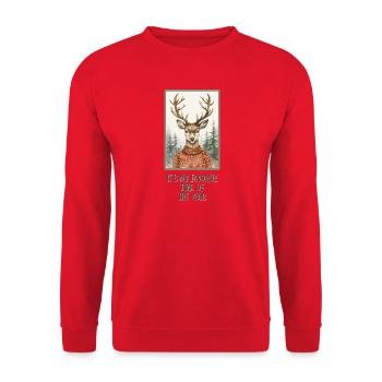 Drôle de renne en pull de Noël - Sweat-shirt Unisexe - rouge - Devant - Alina (178cm) & Michal (187cm)