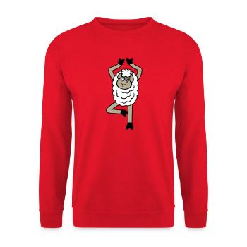 Sheep Tired Exhausted Sad Yoga Tree Pose Comic - Unisex Sweatshirt - red - Front - Alina (178cm) & Michal (187cm)