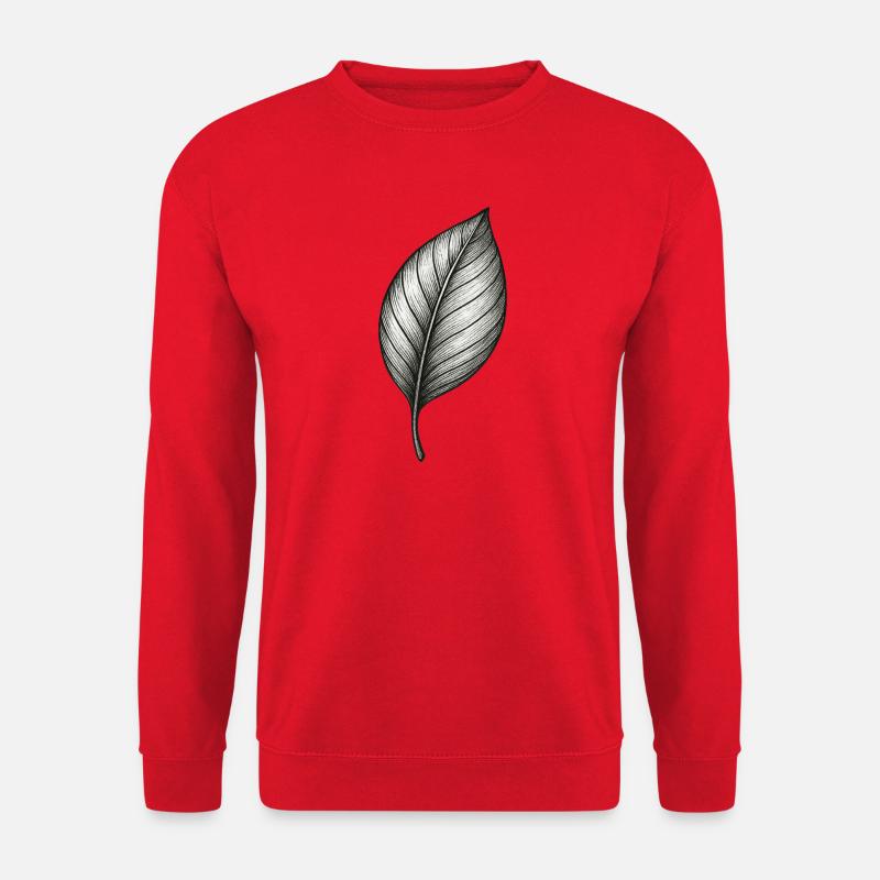 Monochromes Blattdetail - Unisex Pullover - Rot