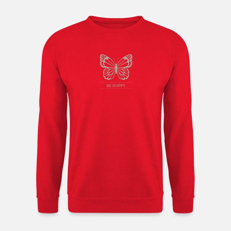 Minimal Butterfly Be Happy Aesthetic Tee - Unisex Sweatshirt - red