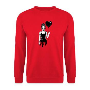 Femme avec des lunettes de soleil et un ballon en forme de cœur urbaine - Sweat-shirt Unisexe - rouge - Devant - Alina (178cm) & Michal (187cm)