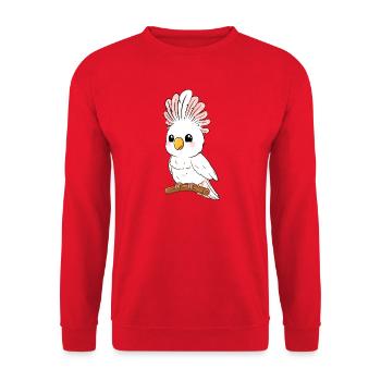 White pink tropical bird on branch - Unisex Sweatshirt - red - Front - Alina (178cm) & Michal (187cm)