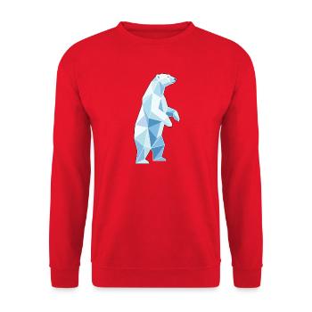 Stehender Poly Stil Eisbär - Unisex Pullover - Rot - Vorne - Alina (178cm) & Michal (187cm)
