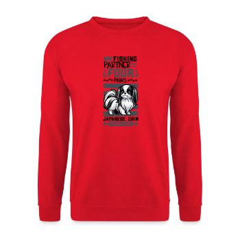 Fishing and Japan Chin - Unisex Sweatshirt - red - Front - Alina (178cm) & Michal (187cm)