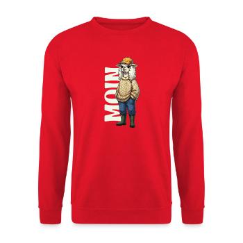 Moin Schaf – Küsten Design - Unisex Pullover - Rot - Vorne - Alina (178cm) & Michal (187cm)