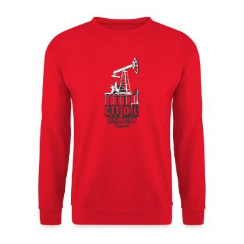 Vintage Oilfield Exploration Graphic - Unisex Sweatshirt - red - Front - Alina (178cm) & Michal (187cm)