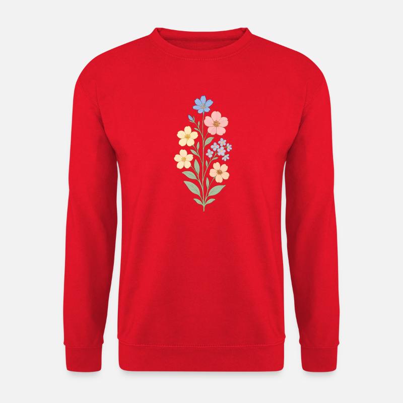 Pastellblumen Wasserfarbenstrauß - Unisex Pullover - Rot