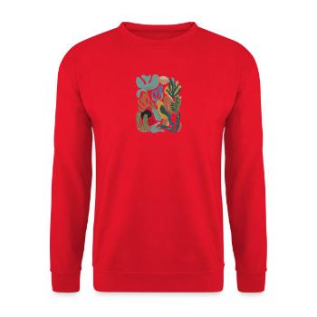 Modern Abstract Botanical Shapes Art - Unisex Sweatshirt - red - Front - Alina (178cm) & Michal (187cm)