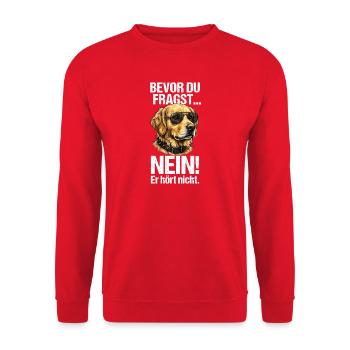 Golden Retriever Bevor Du Fragst Nein - Unisex Pullover - Rot - Vorne - Alina (178cm) & Michal (187cm)