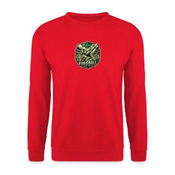 Fußball: Die Kraft des Spiels – Vintage Badge - Unisex Pullover - Rot - Vorne - Alina (178cm) & Michal (187cm)