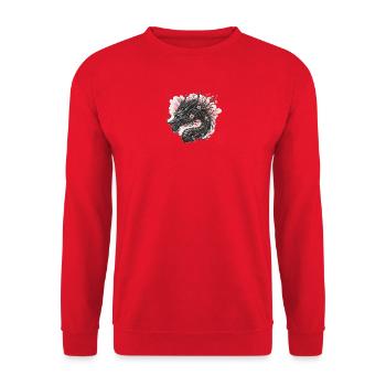 Blühender Mechanischer Drache - Unisex Pullover - Rot - Vorne - Alina (178cm) & Michal (187cm)