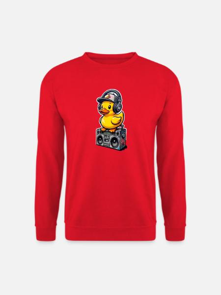DJ-Ente mit Kopfhörern - Unisex Pullover - Rot