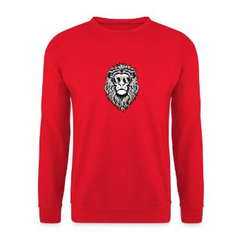 Lion Head Sunglasses Lion Cat Face Animal - Unisex Sweatshirt - red - Front - Alina (178cm) & Michal (187cm)