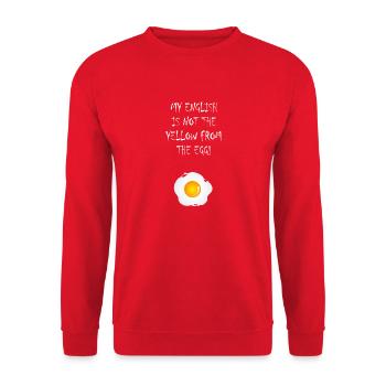 My English is not the yellow from the egg - Unisex Pullover - Rot - Vorne - Alina (178cm) & Michal (187cm)