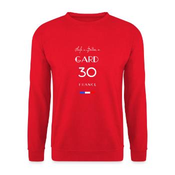 Life is better in GARD Number 30 Languedoc France - Unisex Sweatshirt - red - Front - Alina (178cm) & Michal (187cm)