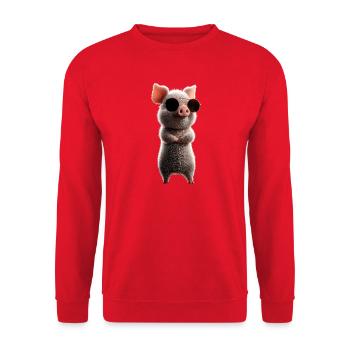 Schwein Hausschwein Sau Schweine Liebe Schweinchen - Unisex Pullover - Rot - Vorne - Alina (178cm) & Michal (187cm)