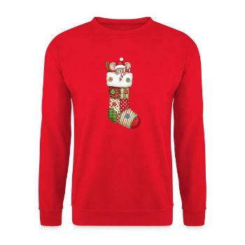 Cute cartoon mouse in Christmas sock - Unisex Sweatshirt - red - Front - Alina (178cm) & Michal (187cm)