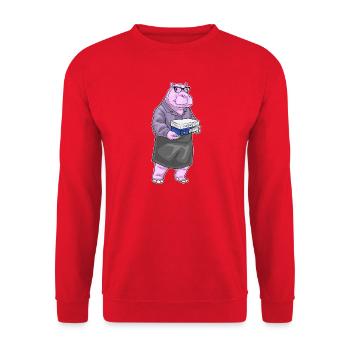 Nilpferd Sekretärin Papierstapel Büro - Unisex Pullover - Rot - Vorne - Alina (178cm) & Michal (187cm)
