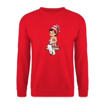 Leprechaun girl with rabbit - Unisex Sweatshirt - red - Front - Alina (178cm) & Michal (187cm)