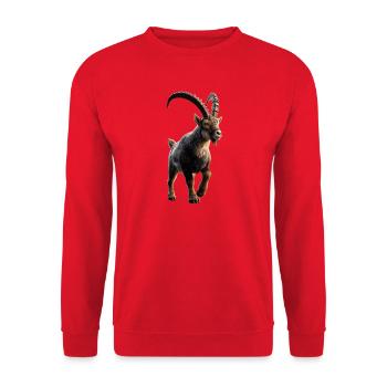 Steinbock Ziege Alpensteinbock Capricorn Ziegen - Unisex Pullover - Rot - Vorne - Alina (178cm) & Michal (187cm)