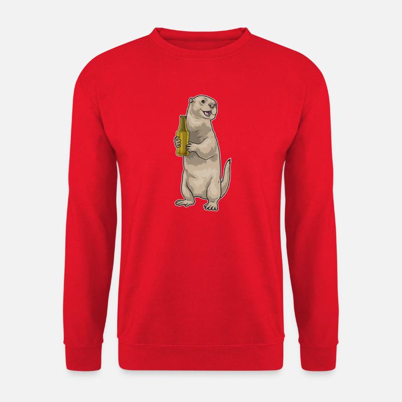 Otter Flasche Bier - Unisex Pullover - Rot