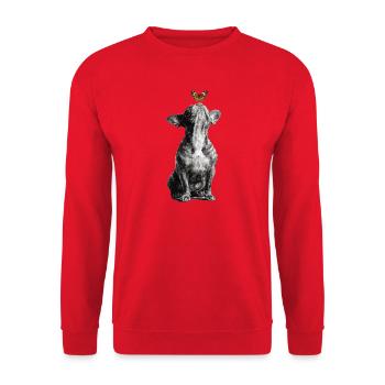 Conception de bouledogues pour les mamans et papas de chiens - Sweat-shirt Unisexe - rouge - Devant - Alina (178cm) & Michal (187cm)