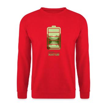 Die beste Powerbank ist die Natur - Unisex Pullover - Rot - Vorne - Alina (178cm) & Michal (187cm)