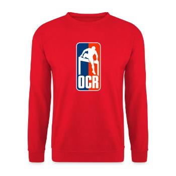 D5174F71-138D-415B-A064-3E5FBFE1FA07 - Unisex Pullover - Rot - Vorne - Alina (178cm) & Michal (187cm)
