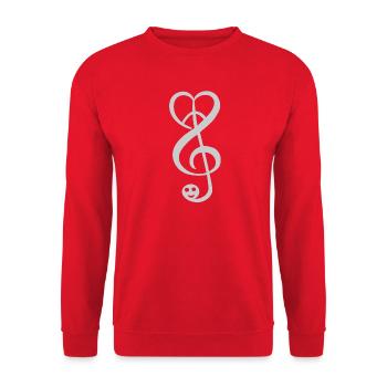 peace love music - Unisex Pullover - Rot - Vorne - Alina (178cm) & Michal (187cm)
