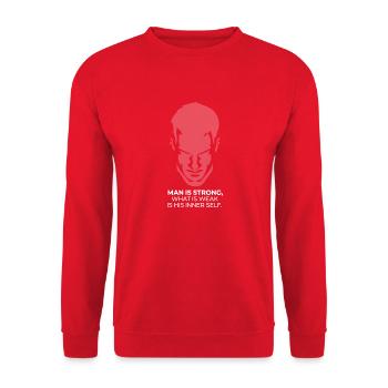 MAN IS STRONG - Unisex Sweatshirt - red - Front - Alina (178cm) & Michal (187cm)