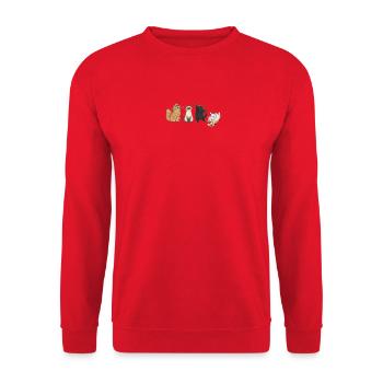Vier verspielte Katzen - Unisex Pullover - Rot - Vorne - Alina (178cm) & Michal (187cm)