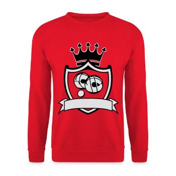 Blason Roi pétanque sans texte - Sweat-shirt Unisexe - rouge - Devant - Alina (178cm) & Michal (187cm)