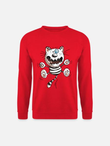 Crazy Katze - Lustige Katzen - Kitten - Comic -Fun - Unisex Pullover - Rot