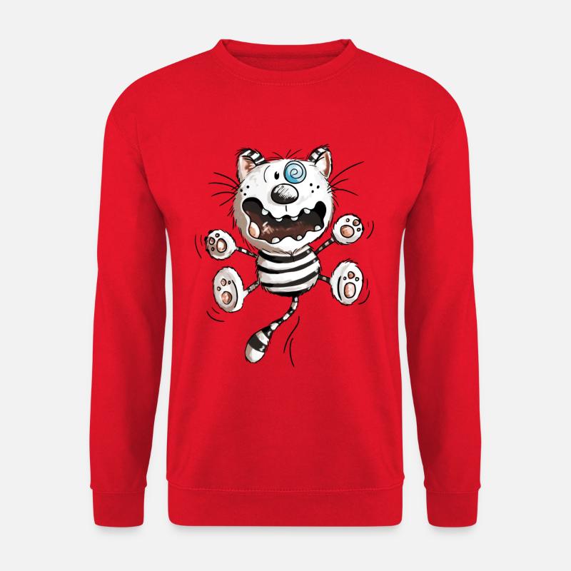 Crazy Katze - Lustige Katzen - Kitten - Comic -Fun - Unisex Pullover - Rot