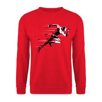 rennender Mann schwarz und weiß - Unisex Pullover - Rot - Vorne - Alina (178cm) & Michal (187cm)