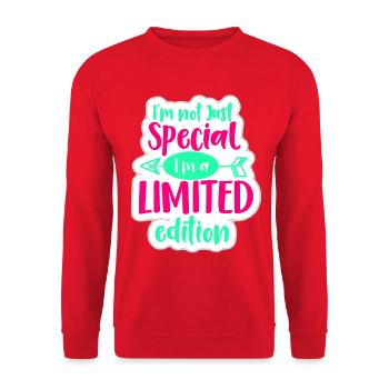 Je ne suis pas spécial, je suis une édition limitée* - Sweat-shirt Unisexe - rouge - Devant - Alina (178cm) & Michal (187cm)