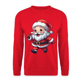 Fröhlicher Santa Clipart - Unisex Pullover - Rot - Vorne - Alina (178cm) & Michal (187cm)